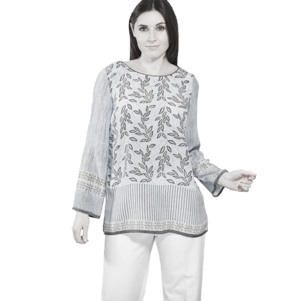 Harshita Silk Block Print Floral Tunic Top